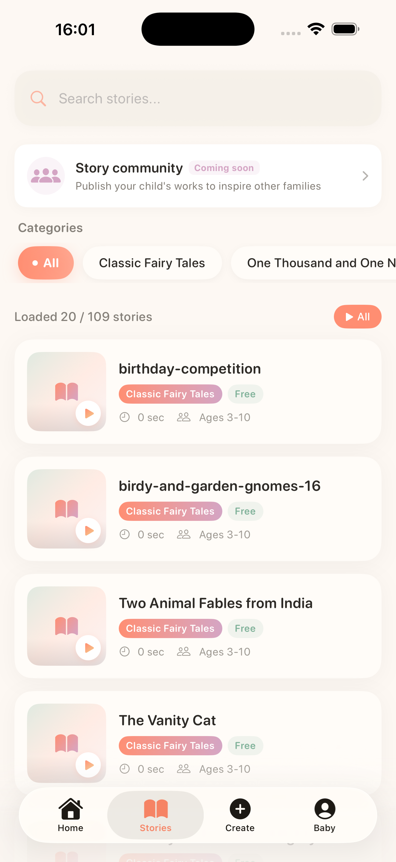 Story library browsing